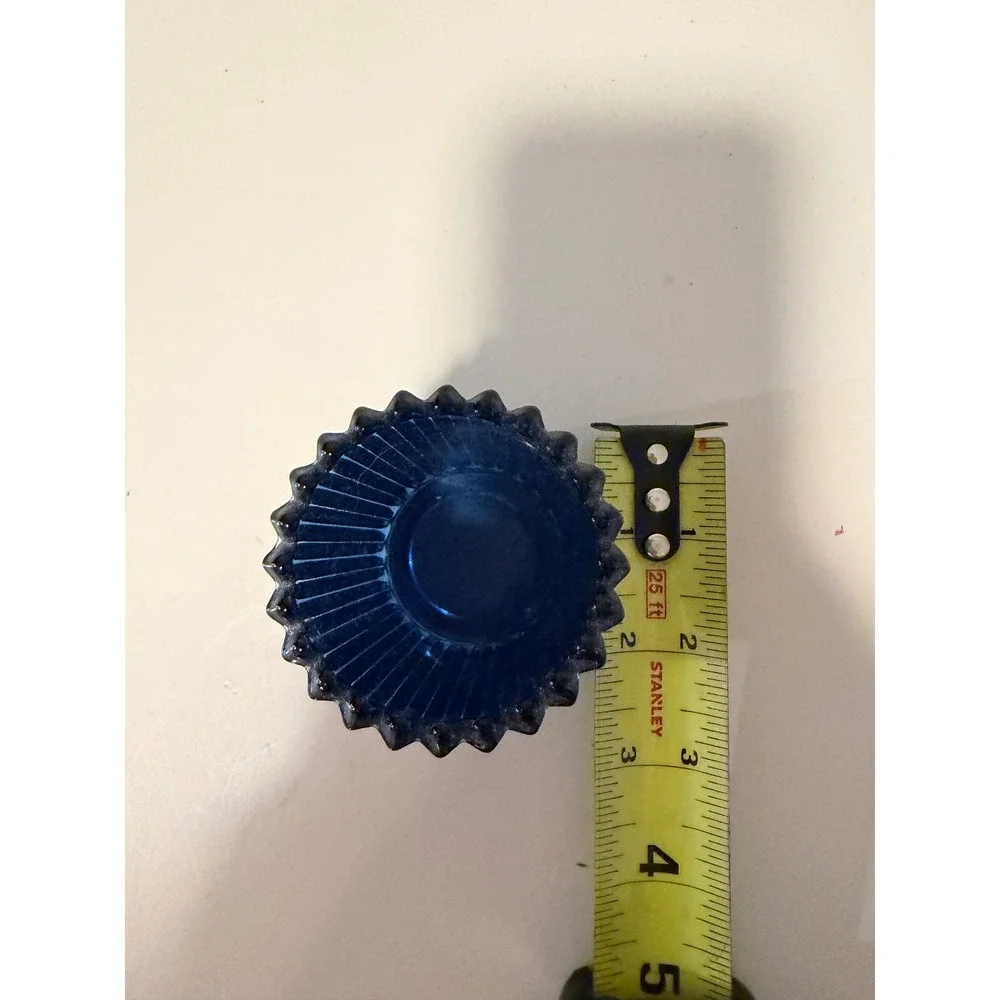 Cobalt Blue Glass Votive Candle Holder Ribbed Scalloped Rim 2.75 Inch